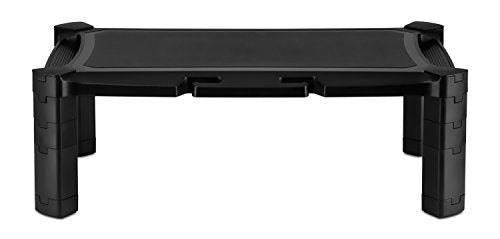 Mount-It! Monitor Stand Riser with Storage, 13-32", Black | Height adjustable desk shelf for monitor & printer, large 19" platform holds up to 22 lbs, desk organizer.