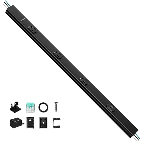 24 in Hardwired Under Cabinet Power Strip, 2-Pack, ETL Listed | 3 TR Outlets, USB-A & USB-C, Custom Length Plug Molding Under Cabinet, Seamless Outlet Strip, ETL Listed, Black - color: Black, size: 1 Pack