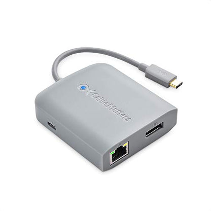 Cable Matters USB C Hub DisplayPort, 4K@60Hz, 60W Host Charging, Gray | 100Mbps Ethernet, 2x USB, Compatible with Thunderbolt 4/Thunderbolt 3 Ports, MacBook Pro - color: Gray