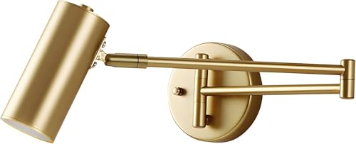 KCO Lighting Swing Arm Wall Sconces Reading Light Brushed Brass Wall Sconce Hardwired Gold Wall Light Fixtures Adjustable Wall Lamps for Bedroom Office Living Room - color: Gold-1