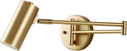 KCO Lighting Swing Arm Wall Sconces Reading Light Brushed Brass Wall Sconce Hardwired Gold Wall Light Fixtures Adjustable Wall Lamps for Bedroom Office Living Room - color: Gold-1