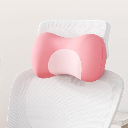 Memory Foam Neck Pillow for Office Chairs/Car Seat,Ergonomic Headrest Attachment Adjustable Neck Support Pillow for Pain Relief,Suitable for Most Chairs (Pink) - color: Pink