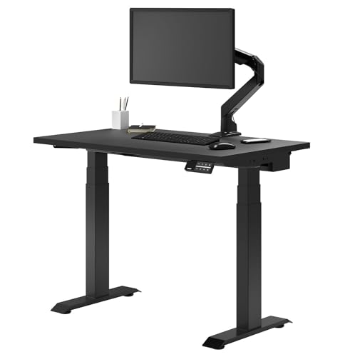 Desky Dual Mini Sit Stand Desk Black 40x24in with Grommets Matte Black - color: Black / Matte Black, size: 40 x 24 inches with Grommets
