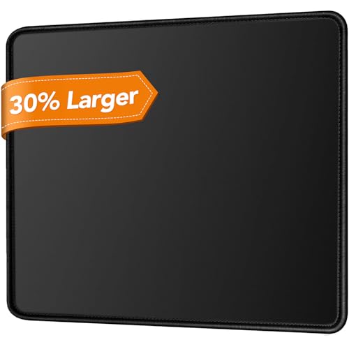 Mouse Pad 11 x 8.7 in, Smooth & Stable Mousepad with Stitched Edges and Non-Slip Base, Smooth Cloth Surface Computer Black Mouse Pad. Clean Desk Essential for Work, Study & Home Office - color: Black - Standard - 1 Pack