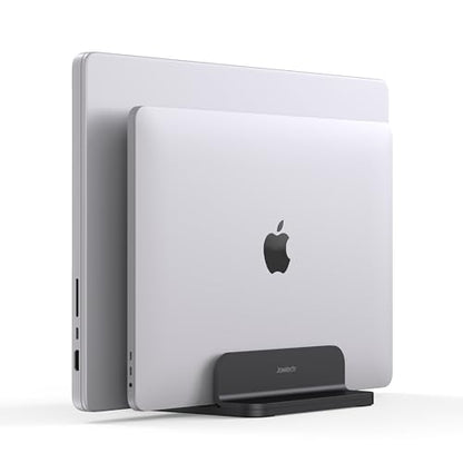 JOKItech Dual Aluminum Vertical Laptop Stand Organizer, Sturdy Notebook Computer Holder Stand Compatible with New Liquid Retina XDR Apple MacBook Air/Pro/Neo, Mac mini & iPad Pro - Black - color: Black