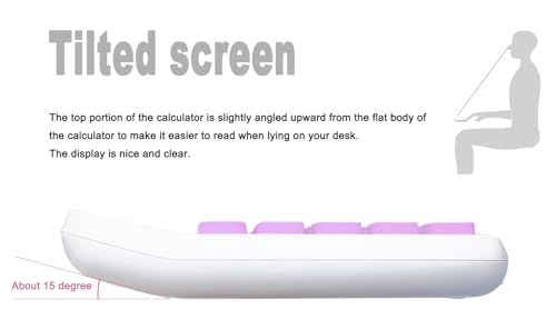 Lofree Calculator, Clicky Calculator(White and Purple) | Large LCD Display 8 Digit Tilt Screen and Big Button for Teachers Students Basic Office - color: White and Purple