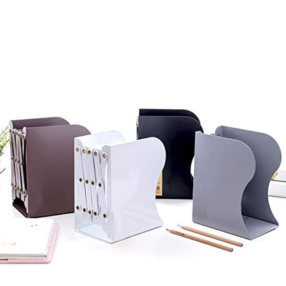 Adjustable Bookends Metal Book Ends for Heavy Book Holder Heavy Duty Bookends Nonskid Bookcase Desktop Book Organizer Binder Holder - color: Simple Grey