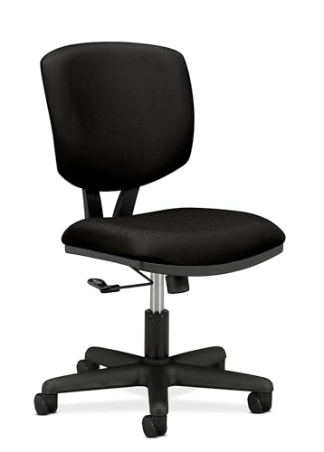 HON Volt Ergonomic Office Chair, Armless, Office Desk Computer Chair, Black - color: Fabric Back
