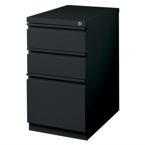 Pemberly Row 3 Drawers 27.75" Vertical Black Metal Filing Cabinet Lockable Pre-Assembled Stationary Letter Size for Home, Office - color: Black
