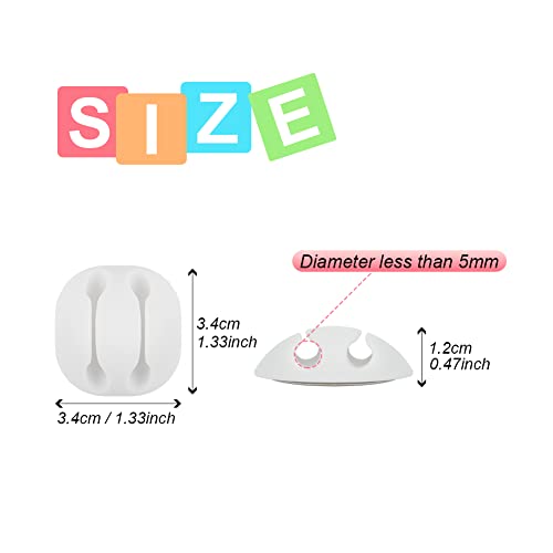 Shintop 6pcs White Double Cable Clips for Organizing Phone Charger | Self-Adhesive Cord Holder, Desk Wire Organizer for Car Cord, Secure Hold, Easy Cable Access, Residue-Free - color: White, size: Large