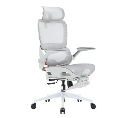 SIHOO B100 PRO Ergonomic Mesh Office Chair with Footrest - color: Light White, size: Pack of 1