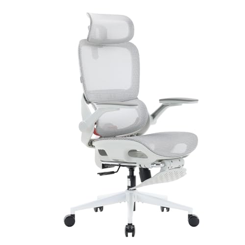 SIHOO B100 PRO Ergonomic Mesh Office Chair with Footrest - color: Light White, size: Pack of 1