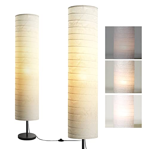 Modern Floor Lamp,Paper Tall Standing Lamp with Shade, White - color: White