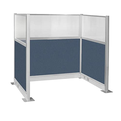 Versare Pre-Configured Hush Panel Electric Cubicle | Workstation Divider Walls | Cubicle Privacy Panels | Office Partition Walls - color: Ocean, size: 6' x 4' W/ Window Single