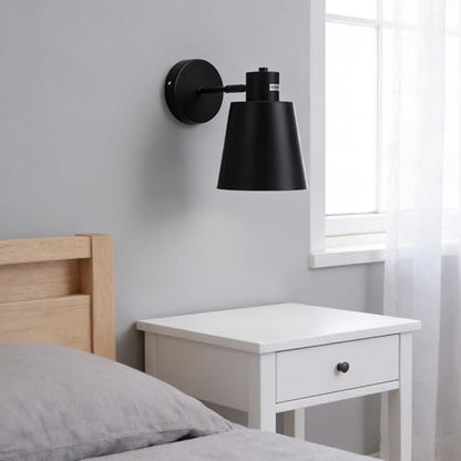 Aramox Swing Arm Wall Lamp, Iron Fabric Shade Wall Light, Plug in Sconce with Soft Light, 11 Accessories, for Bedroom Dining Room Hallway Living Room