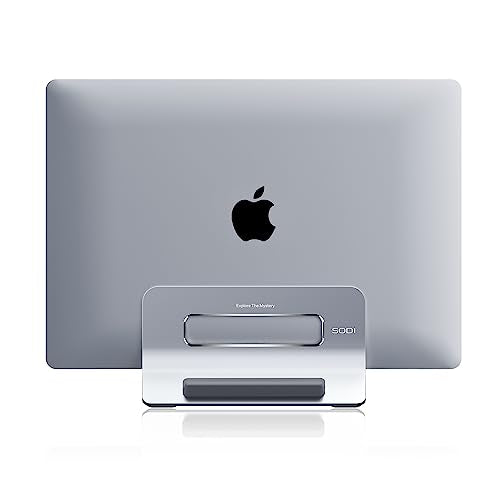 SODI Vertical Laptop Stand for Desk, Gravity Auto Lock Vertical MacBook Stand, Aluminum Laptop Vertical Dock Stand Holder Compatible with MacBook Pro, MacBook Air, Silver - color: Silver