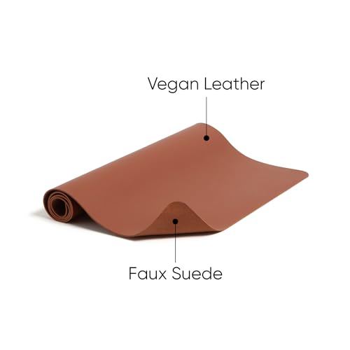 Smead Vegan Leather Desk Pad Mat, Office Desk Mat, Small, Saddle Brown | Waterproof desk pad protector, writing mat and desk blotter. Non-slip suede grips under a laptop, keyboard and mouse. - color: Saddle Brown, size: 13.7" x 23.6"