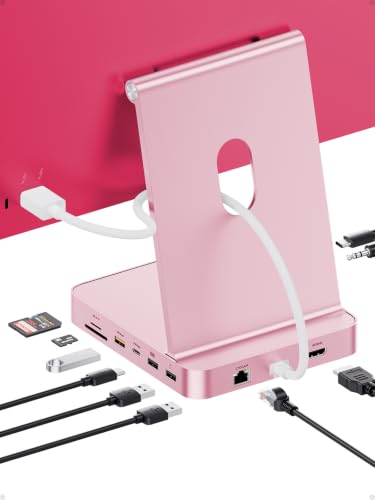 11-in-1 USB C Hub for iMac 24" M1/M3/M4 with M.2 NVMe 4TB SSD Enclosure | PULWTOP Alloy iMac Hub with HDMI 4K@60Hz, 2.5G Ethernet, 5 USB A/C 10Gbps, SD/TF, iMac M4 Dock for iMac 24" 2021-2024, Pink - color: iMac Dock- Pink