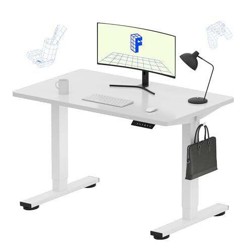 FLEXISPOT EN1 One-Piece Standing Desk, Electric Adjustable with 4 Memory Presets, 176 LBS Capacity, Stable & Quiet, Seamless Desktop for Home Office & Dual Monitors, 40"x24" White(White Frame) - color: White+white, size: 40x24"
