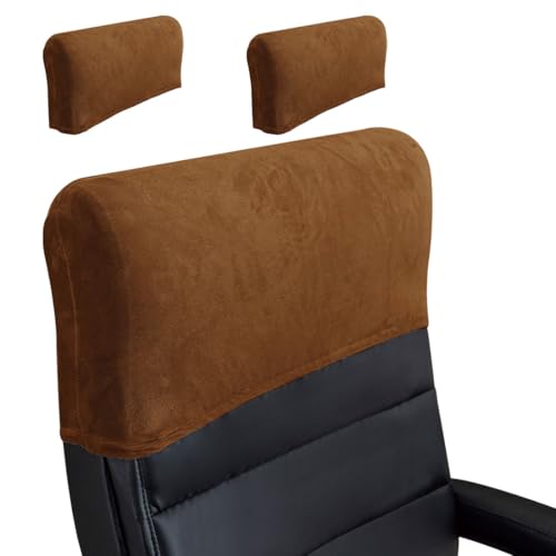Stretch Office Chair Headrest Cover, Velvet Headrest Protector for Office Chairs, Head Rest Covers for High Back Computer Chairs, Furniture, Recliner Chair, 2 Pack, Caramel - color: Velvet, Caramel, size: 2 Pack