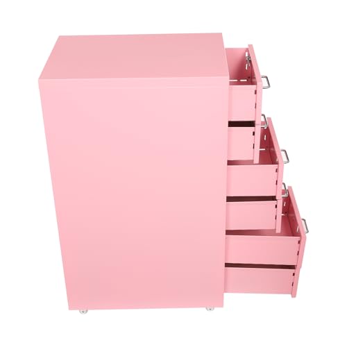 6 Drawer Mobile File Cabinet with Lock,Under Desk Metal Filing Cabinets for Home Office Organizer,Small Rolling Printer Stand with Wheels,for Letters,Legal,A4 (Pink) - color: Pink