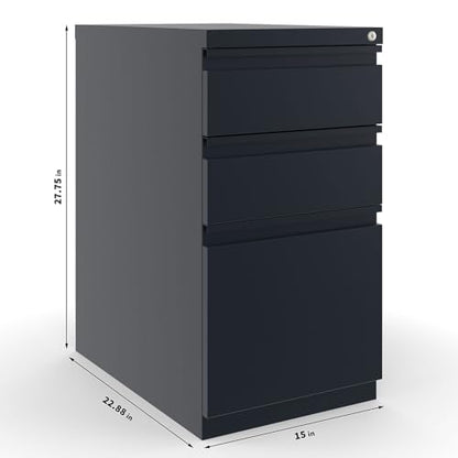 Staples 3-Drawer Vertical File Cabinet, Letter Size Documents, Lockable & Mobile, 23" D x 15" W x 27.75" H, Black - color: Black, size: 1 Pack, style: 23'' Depth