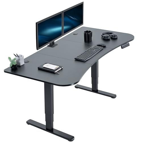 VIVO Black 63 x 32 in Standing Desk, DESK-KIT-2B1B | Electric, Dual Motor, Holds 220 lbs, Sit Stand, Height Adjustable, Home Office, Memory Presets, 2B Series, Black Frame - color: Black Top / Black Frame, size: 63 x 32