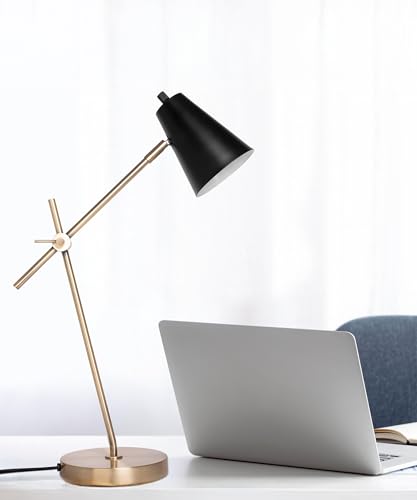 HarvestLand HaloBar Black Mordern Desk Lamp Reading Lamp for Home Office | Adjustable Black desk lamp, Modern table lamp for office, Bedside, Mid century modern desk lamp - color: Black HaloBar