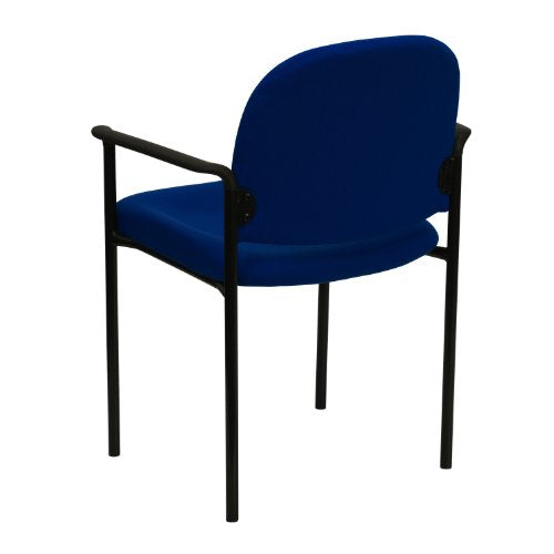 EMMA + OLIVER Navy Fabric Stackable Steel Side Reception Chair | Contoured Cushions, Powder Coated Frame, Durable Construction, Commercial Use - color: Navy Fabric