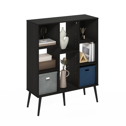 Furinno Claude Mid Century Style Book Shelf, 8-Cube Bookshelf, Cube Storage Organizer Bookcase with Wood Legs, 10.9 x 31.5 x 39.3, for Living Room, Bedroom, Home Office, Espresso - color: Espresso, size: Mid Century, 8-Cube