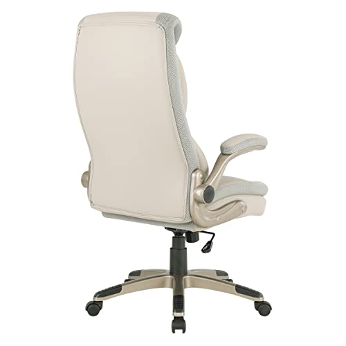 Office Star ECH Series Executive Bonded Leather Office Chair with Lumbar Support and Padded Height Adjustable Arms, Taupe with Cocoa Coated Nylon Base - color: Taupe With Cocoa Coated Nylon Base
