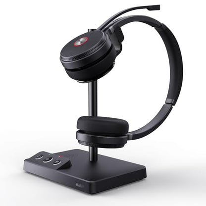 Yealink WH62 Dual UC DECT Wireless Headset for IP Phone & PC Zoom Certified | 525 ft Long Range Stereo Headphones with Base, Dual Noise-Canceling Mic, Call Control, Busylight, 14H Battery for Office - style: WH62 Dual-Ear UC (base)