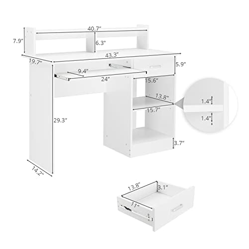 Karl home Computer Desk Study Writing Desk, White - color: White, size: with Keyboard 1