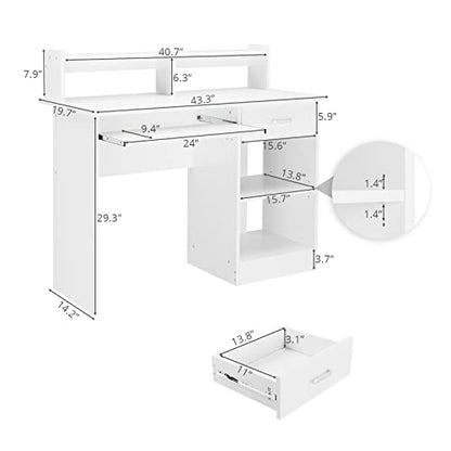 Karl home Computer Desk Study Writing Desk, White - color: White, size: with Keyboard 1