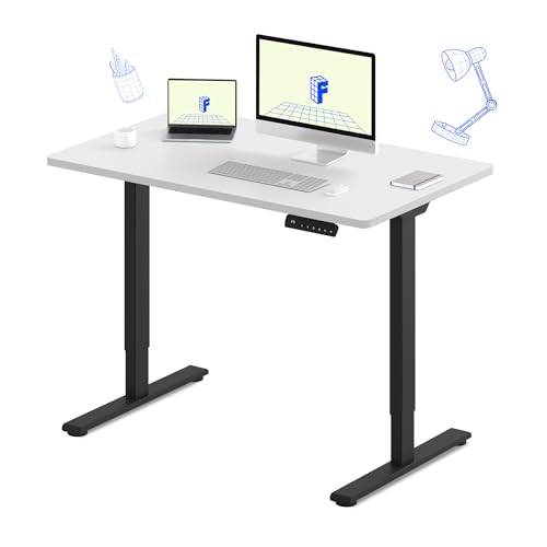 FLEXISPOT E3 Dual Motor Electric Standing Desk 48 x 30 Sit Stand Up Desk, Holds 220 lbs, Adjustable Height w/Memory Presets, One-Piece White Desktop & Black Frame, Ships in 2 Boxes - color: Black Frame + White Top, size: 48"x30" Whole-piece