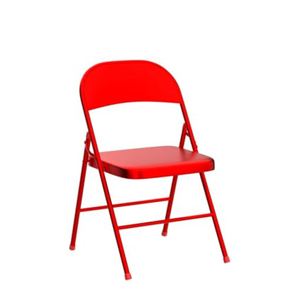 VECELO Metal Folding Chairs 4 Pack, Double Hinged Steel Frame Easy Foldable&Stackable for Office Kitchen Dinning Wedding Patio and Garden - color: Red