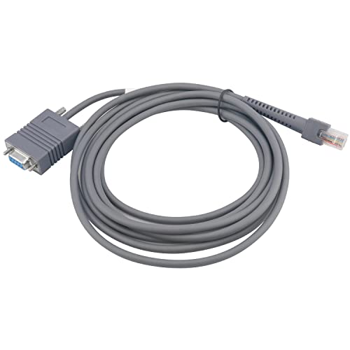 Barcode Scanner Cable RJ45 to RS232 Straight Cable for Symbol Zebra DS3578 DS9808 DS9808 DS6608 DS4208 (3M / 9FT Flatted RS232 Port) - size: 3M / 9FT Flatted RS232 Port