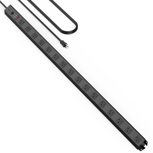 HHSOET 16 Outlet Long Power Strip, 12 Gauge Extension Cord. Black, 6FT. - color: Black, size: 6ft