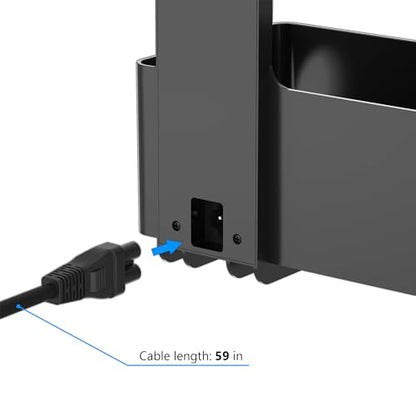 Under Desk Cable Management Tray with 6 AC Power Outlet and Clamp Mount, No Drill Cord Storage Organizers for Wire Management, Standing Desk, Computer Cord Rack for Office & Home (Black)