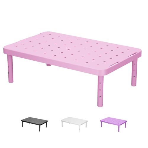 WALI Computer Monitor Stand for Desk, Adjustable Laptop Riser, up to 44 lbs | Desk Monitor Riser Underneath Storage, Fits Notebook, Laptops, Printers, for Home, Office, School (PTT001-P),1 Pack, Pink - color: Pink, size: 14.6"L * 9.3"W