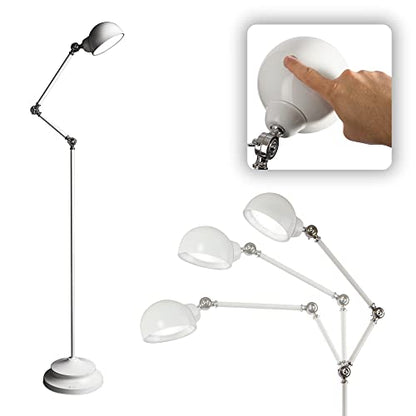OttLite Prevention Pharmacy LED Floor Lamp, Adjustable, White | ClearSun LEDs Reduce Eyestrain | 3-Point Adjustable Neck | 3 Brightness Settings