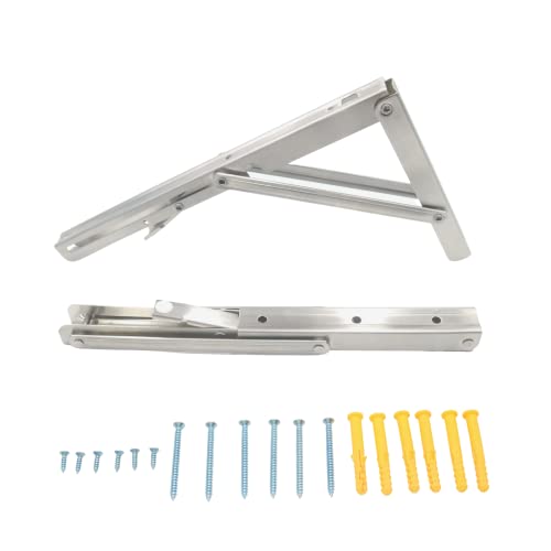 Folding Shelf Brackets 16 inch Heavy Duty,Max Load: 410 lb-Stainless Steel Collapsible Shelf Bracket,Wall Mounted Folding Table Bracket Save Space,Pack of 2 - size: 16 Inch