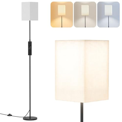 SIBRILLE 63.8" Square Floor Lamp with White Fabric Shade - color: White