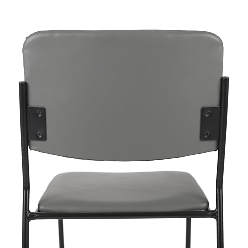 Flash Furniture Hercules Vinyl Stackable Chair with Sled Base, Gray | Vinyl Upholstery, 500 LBS. Weight Capacity - color: Gray Vinyl/Black Frame, size: Set of 1
