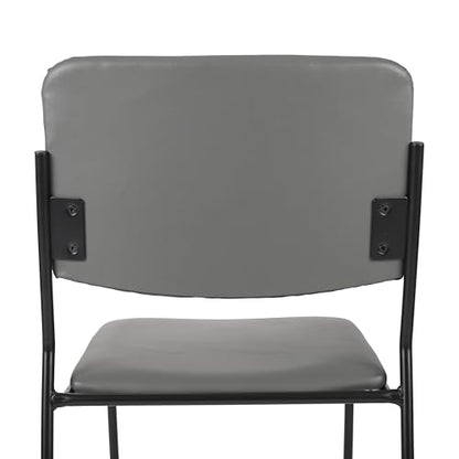 Flash Furniture Hercules Vinyl Stackable Chair with Sled Base, Gray | Vinyl Upholstery, 500 LBS. Weight Capacity - color: Gray Vinyl/Black Frame, size: Set of 1
