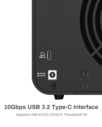 TERRAMASTER D4-320 External Hard Drive Enclosure 4-Bay (Diskless) | USB 3.2 Gen2 10Gbps, Type-C USB Storage, Hot Swappable Plug and Play (Diskless)