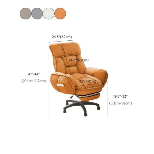 Black Wheels Executive Chair, Padded Arm with Footrest Adjustable Seat Height Computer Chair Sitting Office Chair Reclining Boss Chair Lazy Swivel Sofa Chair -Beige Fixed Arms - color: Beige, size: Fixed Arms