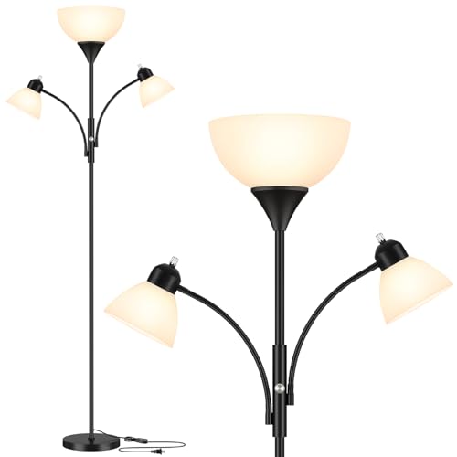 Coucrek Torchiere Floor Lamps for Living Room, 72" Dimmable Reading Lamp - color: Black