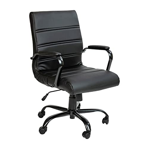 Flash Furniture Mid-Back LeatherSoft Executive Office Chair, Black/Black - color: Black
