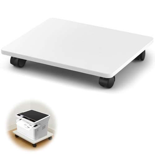 Beeveer 2 Pcs White Under Desk Printer Stand 13.8 x 11.8 x 2.4 Inches - color: White, size: 13.8 x 11.8 x 2.4 Inches